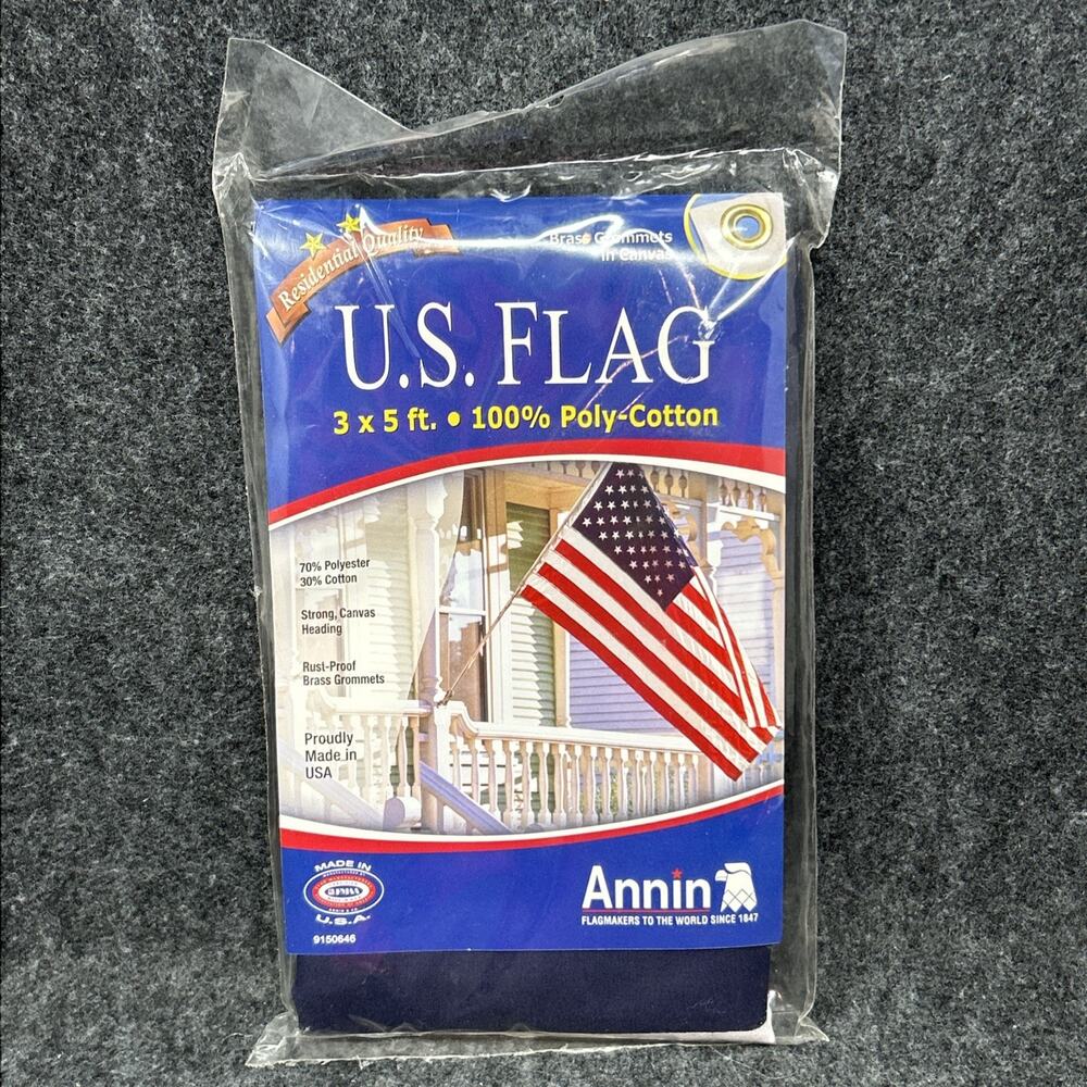 NEW Annin U.S. Flag 3 X 5 Ft Poly-Cotton Strong Canvas Heading Made In USA